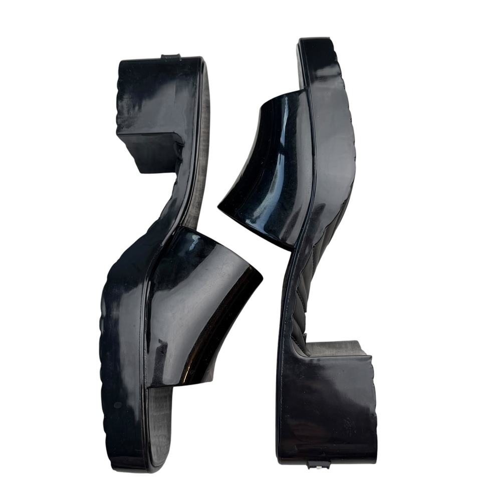 French Connection Black Jelly Platform Slide Sandals Y2K Chunky Heel Cyber Sz 10